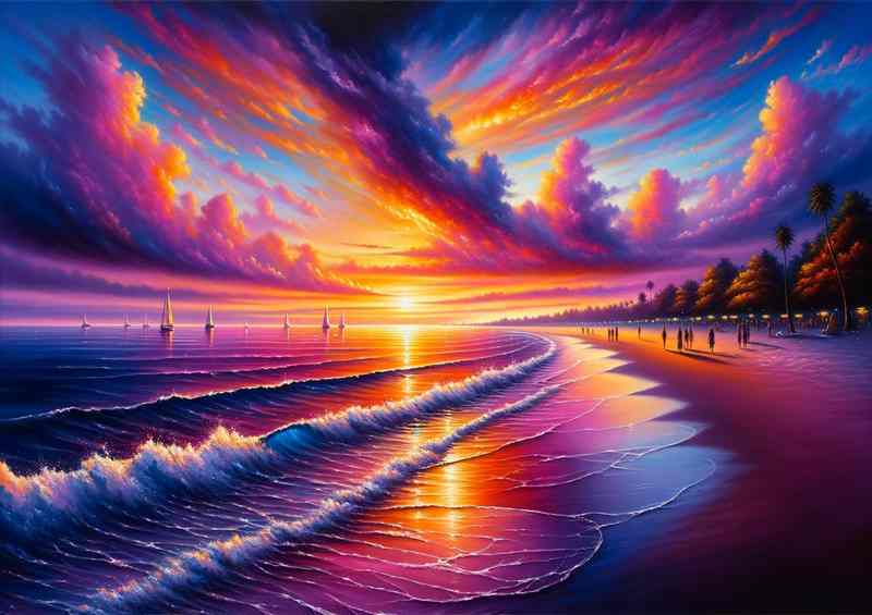 Beachfront Blaze Metal Poster