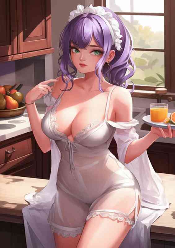 Animaie female character with purple hair