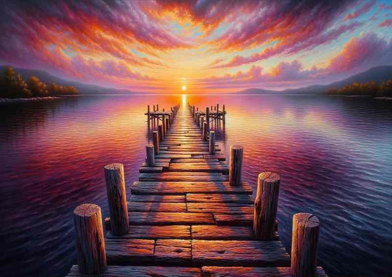 Sunset Serenity a rustic wooden jetty
