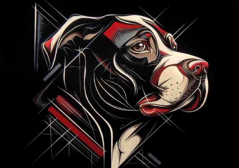 Stylized depiction of a dogs face