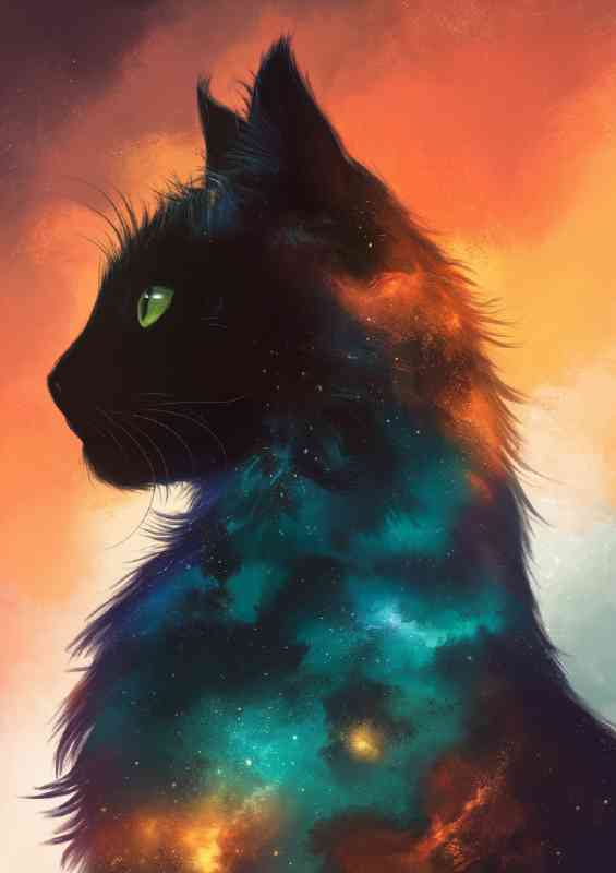 Majestic silhouette of a cats profile set