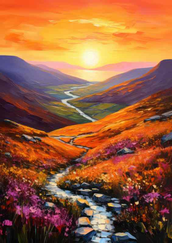 Lovely setting sun amist the oranges and purples