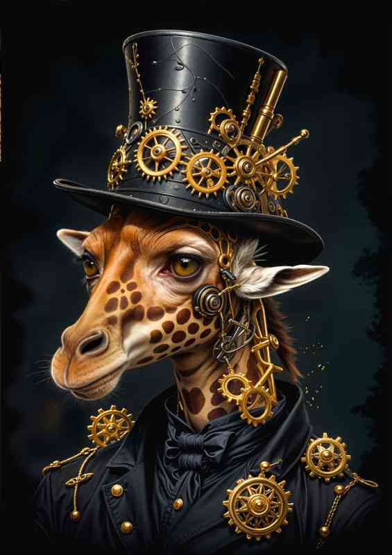 Steampunk giraffe surreal attire