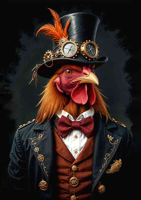 Steampunk rooster in vintage attire