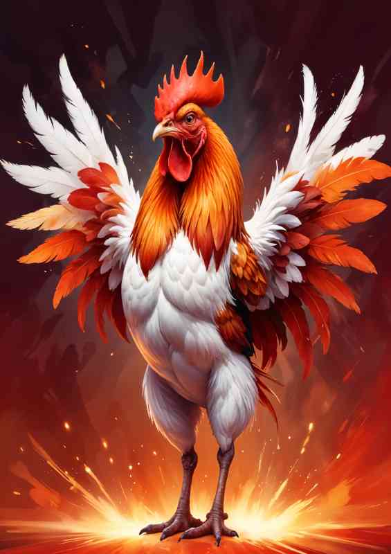 White rooster with some colour