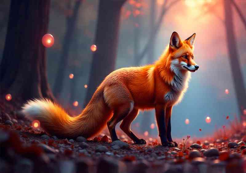 The red fox in the woodlands