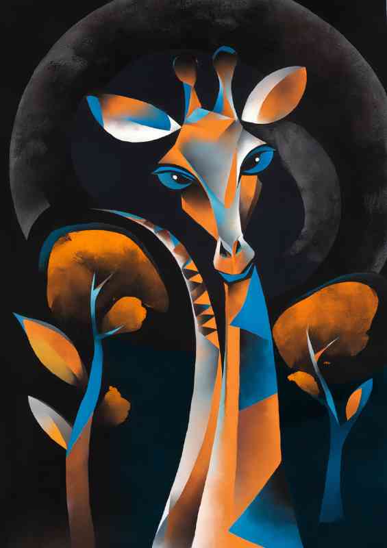 Giraffes face abstract style