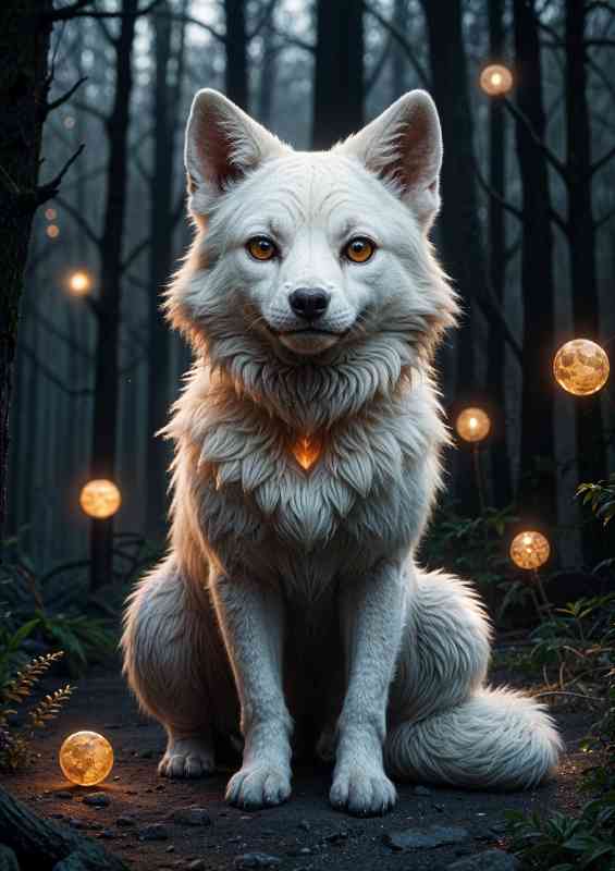 Little white fox in the woodlands