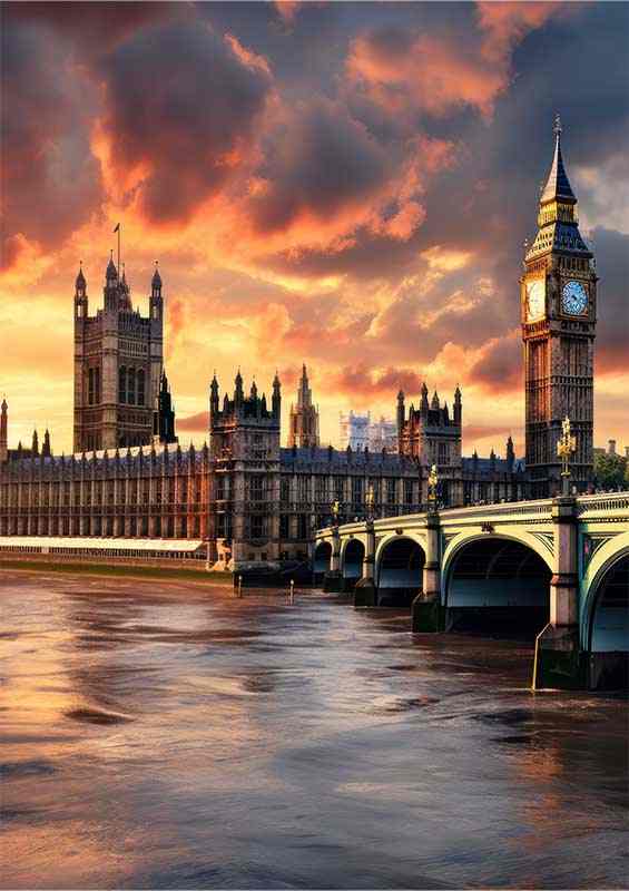 Parliament Sunset Metal Poster