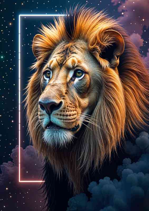 Neon Lion looking majestic