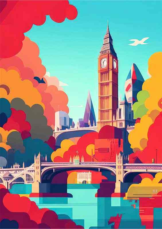 London flat design with big ben