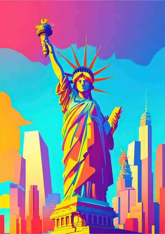 New York Statue Of Liberty flat design