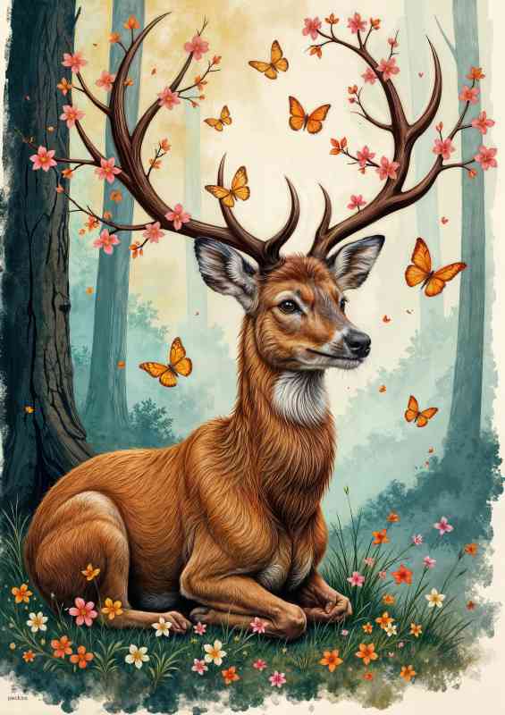 Seasons Deer and the butterflies