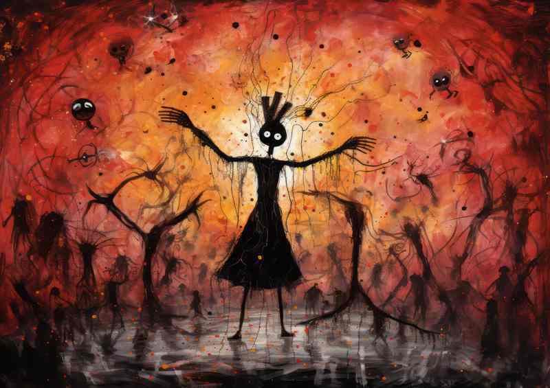 Halloween collection black silhuoet orange background