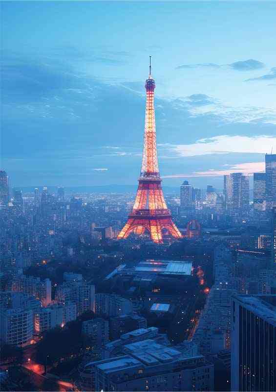 Paris Effiel Tower Light Up on a dusky evening