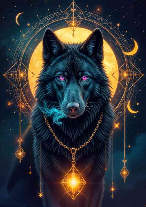 The black dog with purple eyes