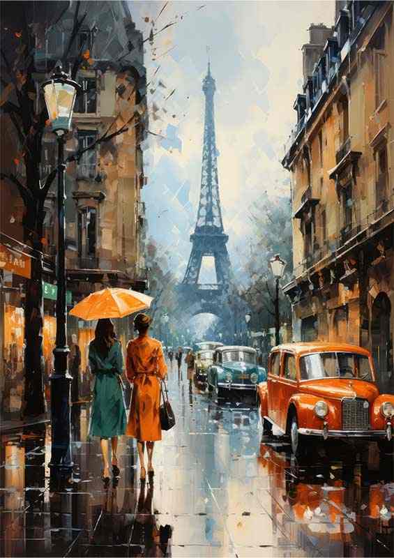 Paris Street Scene with Eiffel Tower