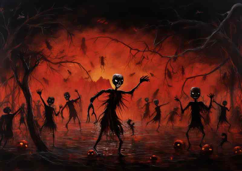 Halloween zombies dancing at the disco
