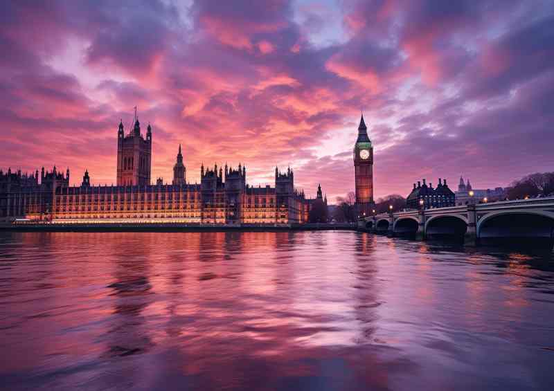 Purple Sky Reflection Metal Poster