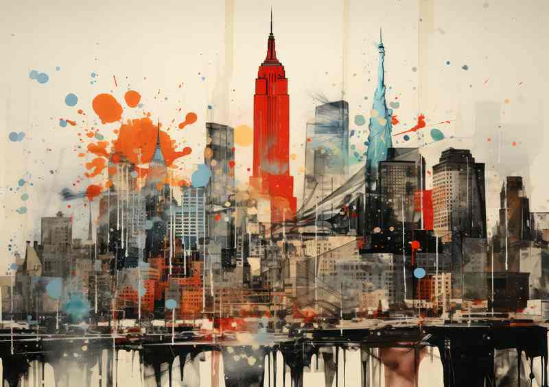 Cityscape newspaper print style