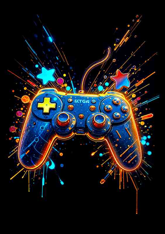 Neon world of the gaming controller