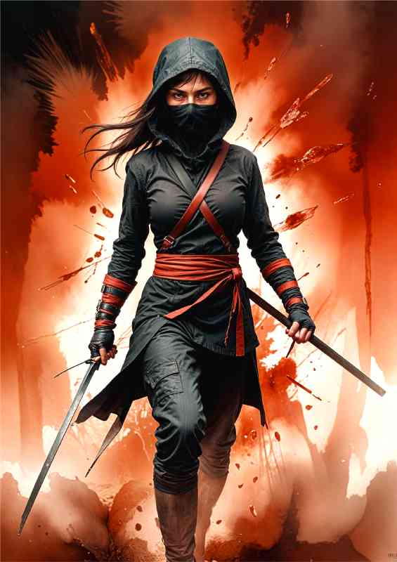 Dramatic ninja warrior lady