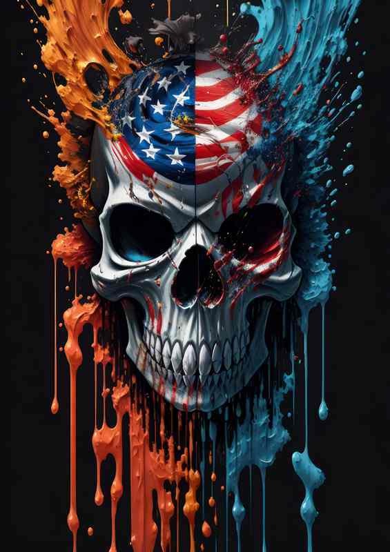 Sanctuary for the Macabre - USA Skull Metal Poster