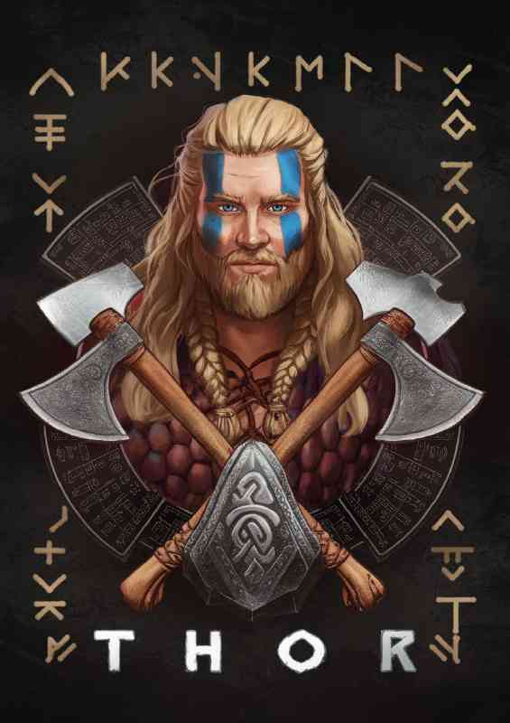 Norse warrior with axes