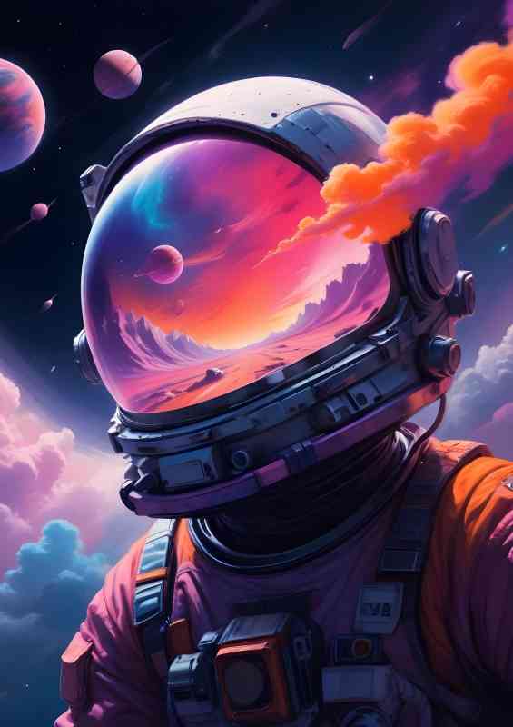 Spaceman surreal flowing neon colours