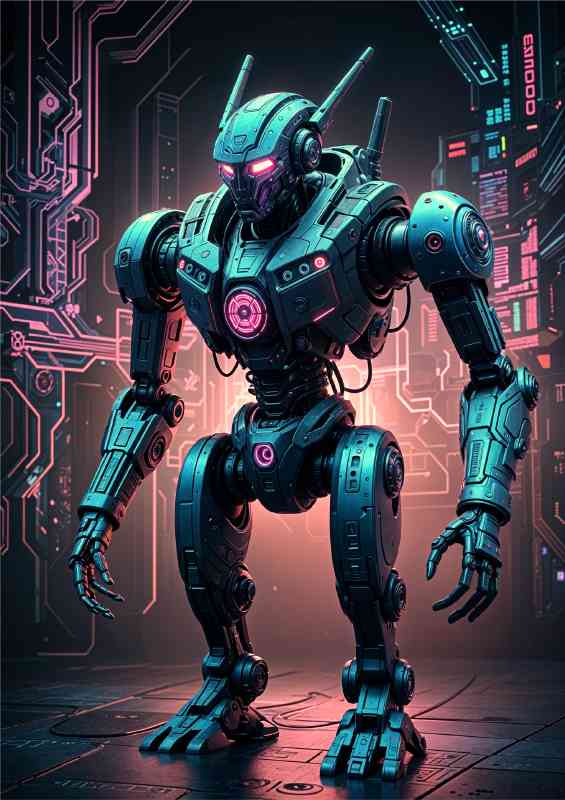 Cyberpunk robot in neon