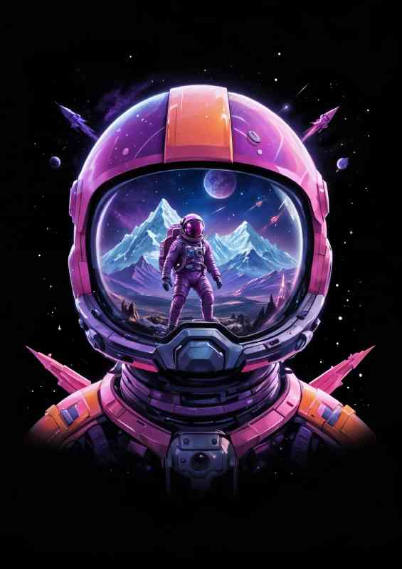 Futuristic astronaut with helmet neon