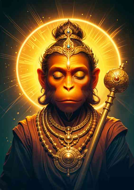 Lord Hanuman deity golden glow