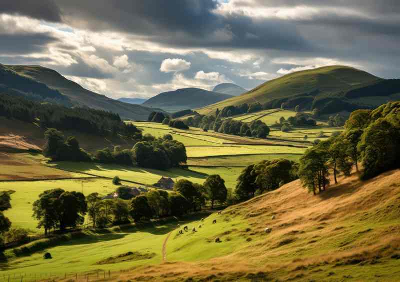 Landscape of rolling hills across the countryside