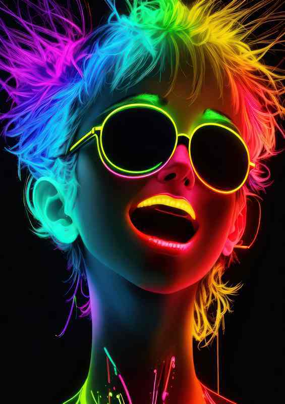 Bright neon vivid colours girl
