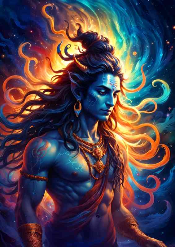 Lord Shiva in full swirly colours