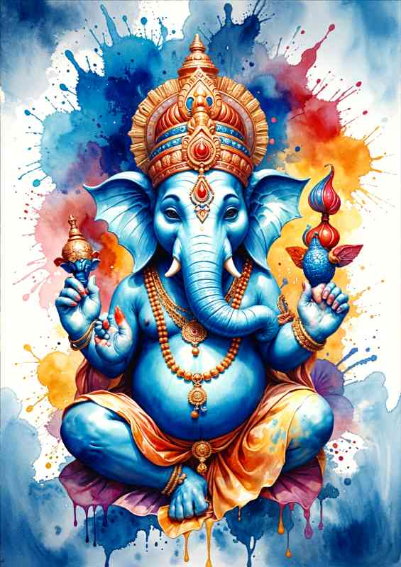 Lord ganesha Hindu deity watercolours