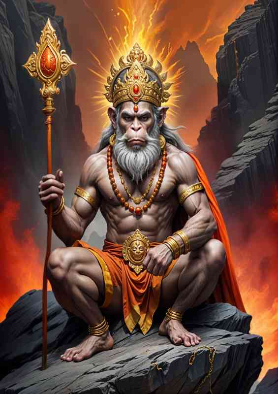Lord hanuman deity on the mountain rocks