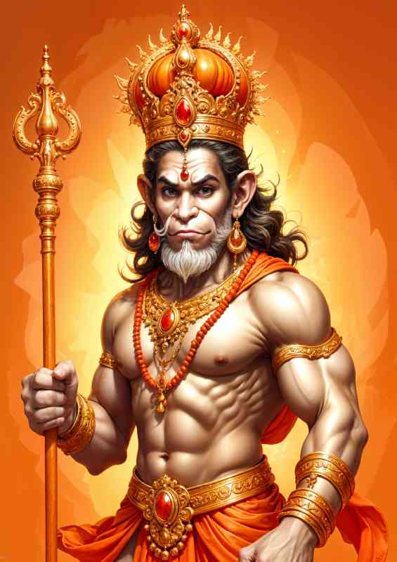 Lord hanuman deity with golden crown