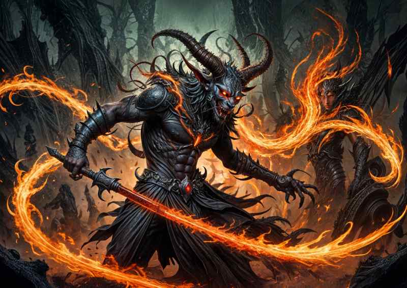 Black demon on the hunt dark fantasy