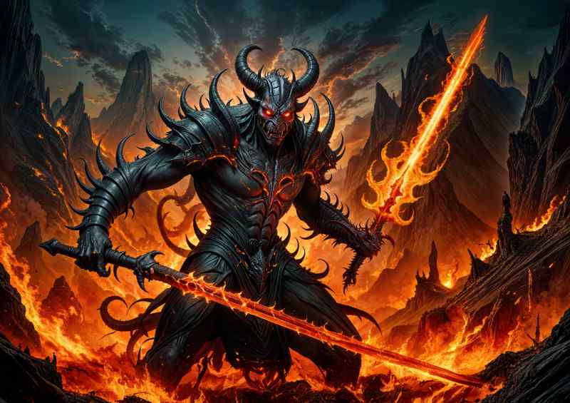 Dark fantasy demon fighter