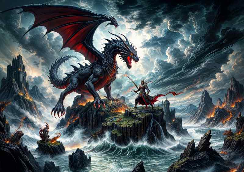 Dragon and the knight dark fantasy