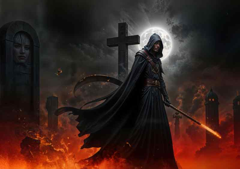 Lord grim reaper in fire dark fantasy