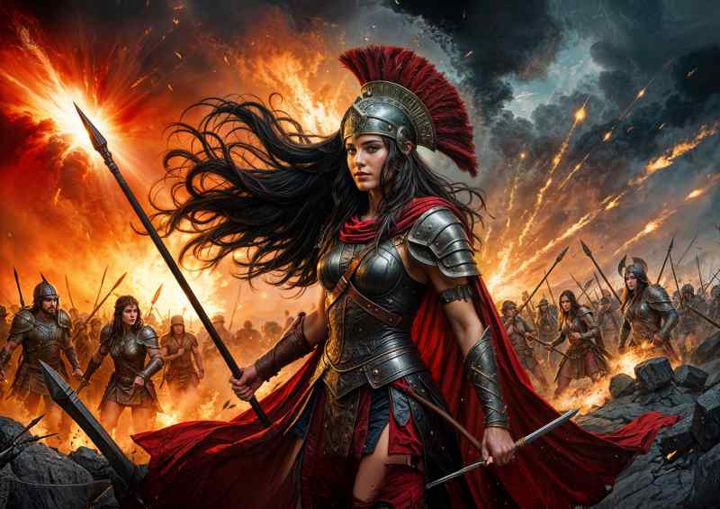 Roman female warrior on the battle field