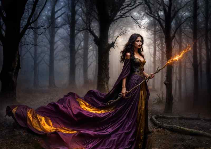 White witch in the dark forest