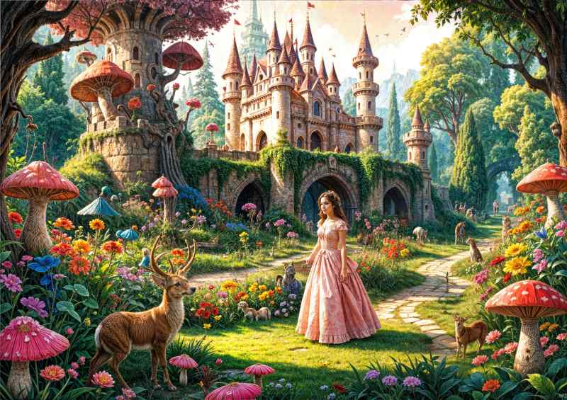 Princess walking the castle grounds