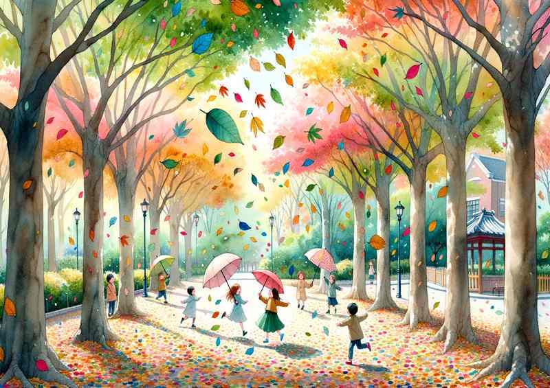Whimsical Windfall a serene park scene