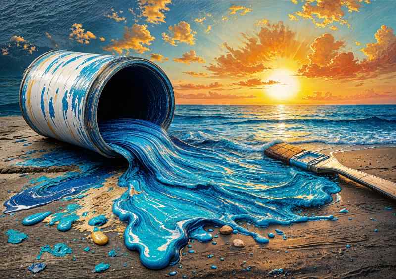 Painting by the sea | Metal Poster