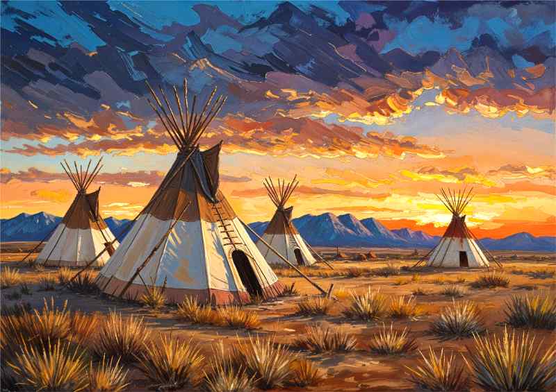 Tipis on the american planes | Metal Poster