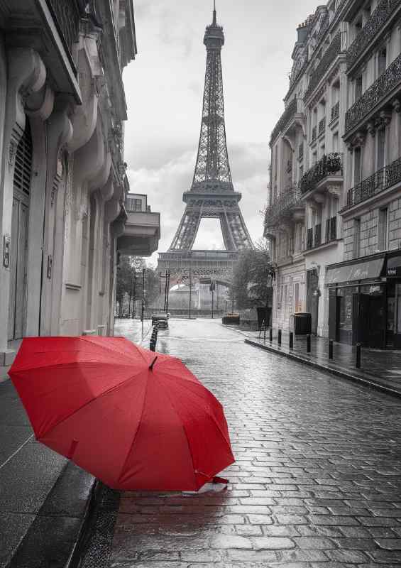 Parisian street on a rainy day in paris | Metal Poster