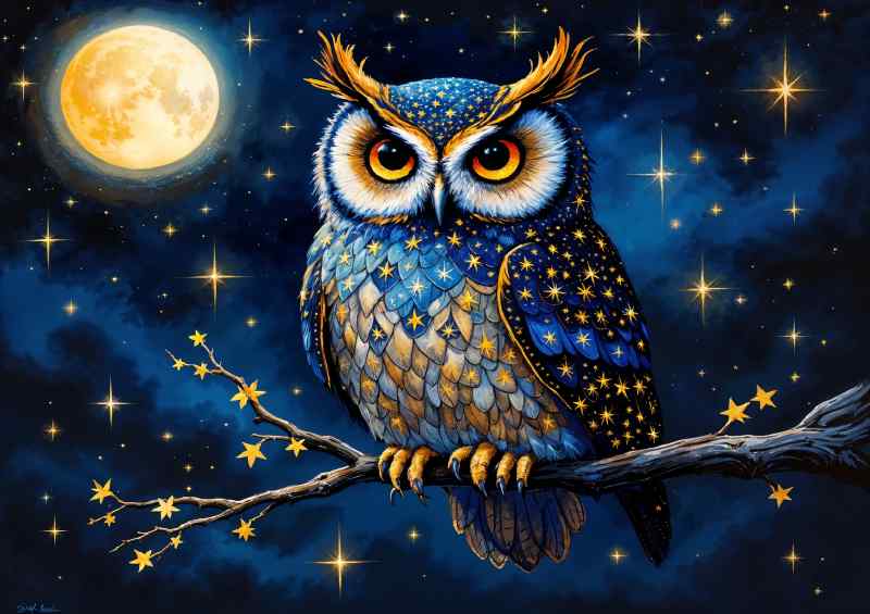 Endeering night owl with full moon | Metal Poster